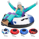 Snow Tube, 45''/48'' Rubber Snow Tubes with Commercial Grade Canvas Cover for Kids & Adults, Inflatable Heavy Duty Snow Sled Thickened Hard Bottom with Tow Strap, Sleds Winter Gifts