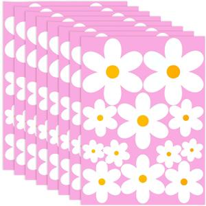 96 Pcs Flower Window Clings Cute Daisy Glass Window Stickers PVC Spring Windows Decals Static Floral Decoration for Home Office School Party Glass Windows Decor