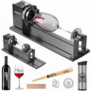 Creality Laser Rotary Roller Pro, Laser Rotary Roller 3 in 1 Multi-Function Engraving Accessories for Laser Engraver, Jaw Chuck Rotary for Engraving Cylindrical Objects, Wine Glass, Baseball Bat, Ring