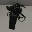 SOLY HUX Women's Two Piece Swimsuit Halter Triangle Tie Side String Bikini Set Grommet Eyelet Bathing Suit (Plain Black) Small