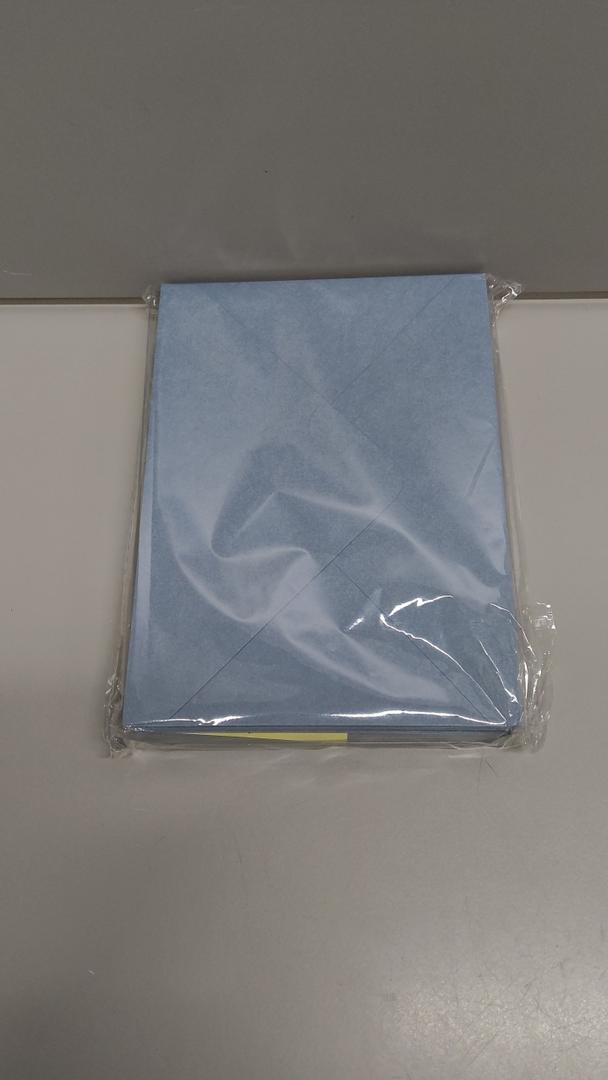 PONATIA 50 Pieces/lot A7 Envelopes, 5.25 X 7.5 Inches Dusty Blue Envelopes Perfect for 5x7 Weddings Invitation Cards, Graduation Invite (Pearl White Liner + Dusty Blue)