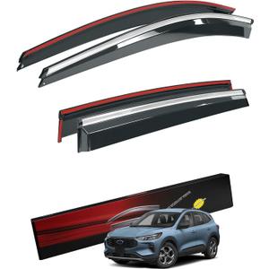 Sze Rain Guards Compatible with Ford Escape 2020-2025 Side Window Deflectors Anti-Rain Window Visors with Tape 304 Stainless Steel TrimNoise Reduction & All-Weather Protection Outside Channel-4pcs