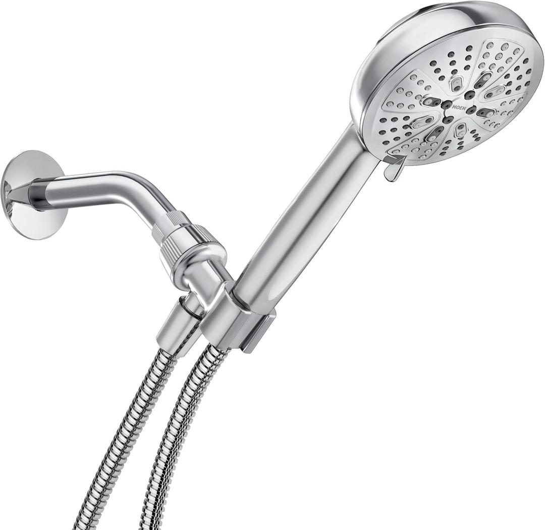 Moen Hydro Energetix High Pressure Shower Head with Handheld Sprayer, 8 Handheld Shower Head Spray Settings, Chrome Finish, 200H0