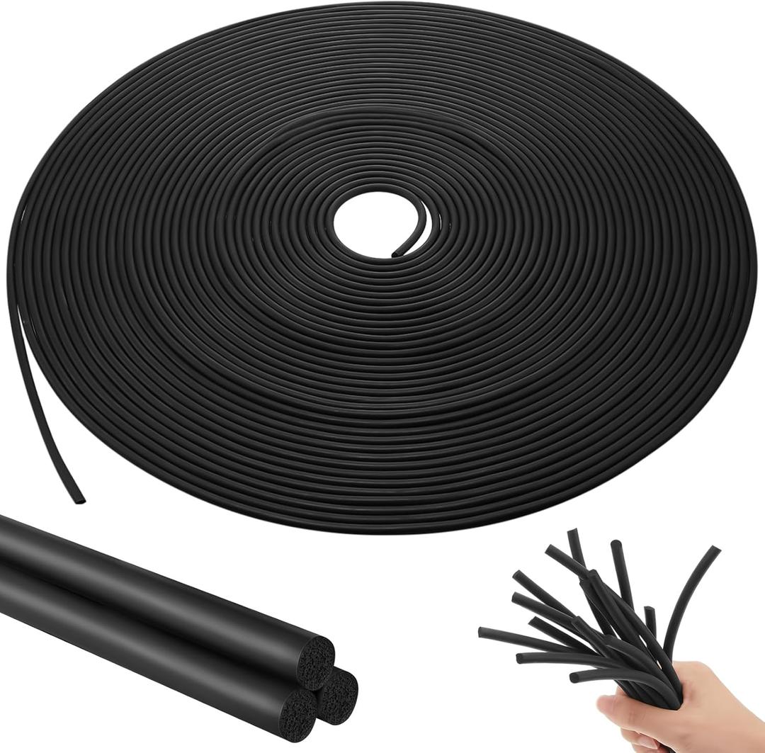 Frienda Backer Rod Foam Rubber Caulk Saver Concrete Expansion Joint Filler Weather Strip Seal for Gaps and Joints (Black,1/8 Inch x 100 ft)