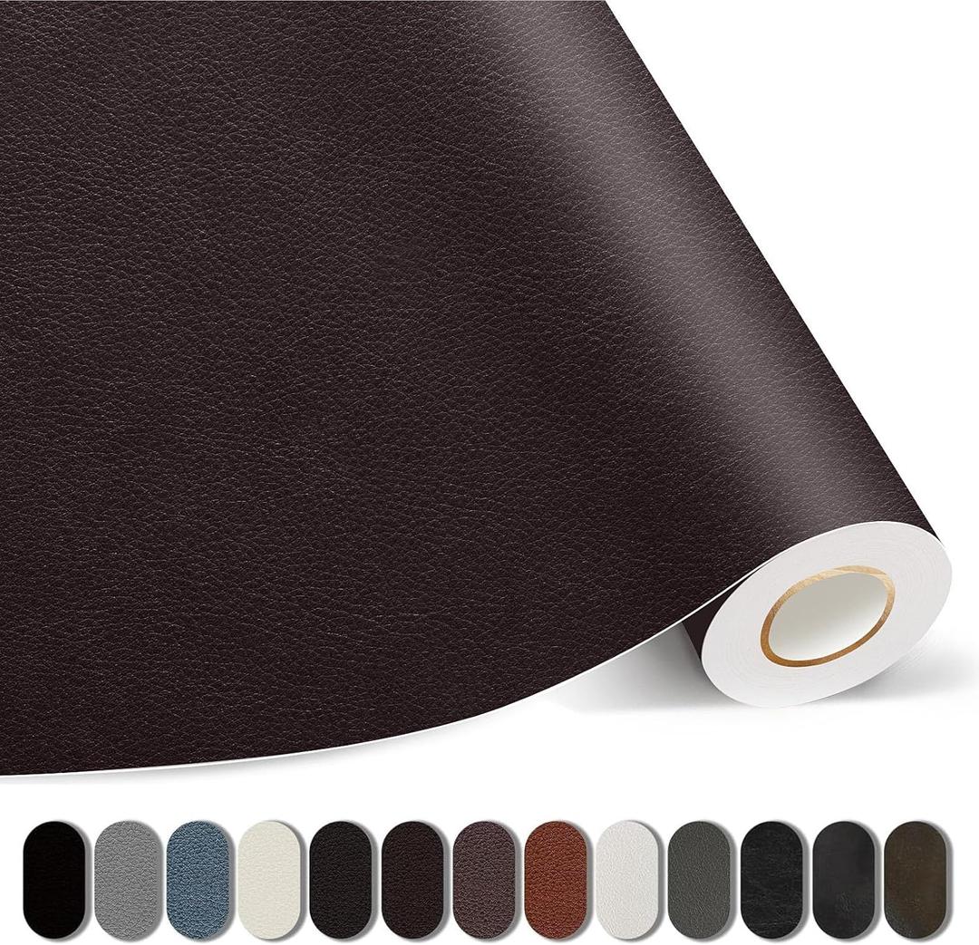 Kangshoon Leather Repair Patches, 35X79 Inch Self-Adhesive Leather Repair Tape, Stretch Vinyl Repair Kit for Couch Furniture Sofas Car Seats (Dark Brown, 35X79 Inch)