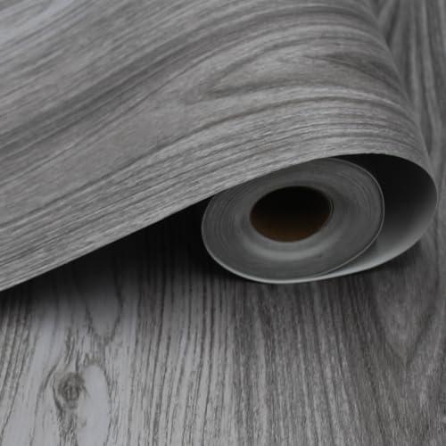 Peel and Stick Floor Tile - 11.8" X 118" Grey Vinyl Flooring Roll, Wood Grain Textured with Waterproof, Slip-Resistant - for Bathroom, Rv 2 pack