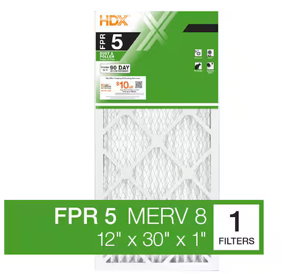 12 in. x 30 in. x 1 in. Standard Pleated Air Filter FPR 5, MERV 8