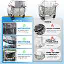 Clear Stroller Rain Cover for Trolley Cart, Rain Cover for Wagon Stroller with Mosquito Net, Big Size Suitable for The WonderFold W4 Original, Waterproof Picnic Camping Accessories (Cart Not Included)