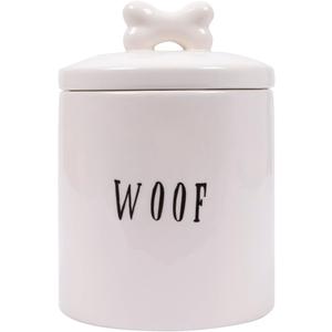 Creative Co-Op Woof Jar with Bone Handle on Lid (6" Round x 8.5" Tall)