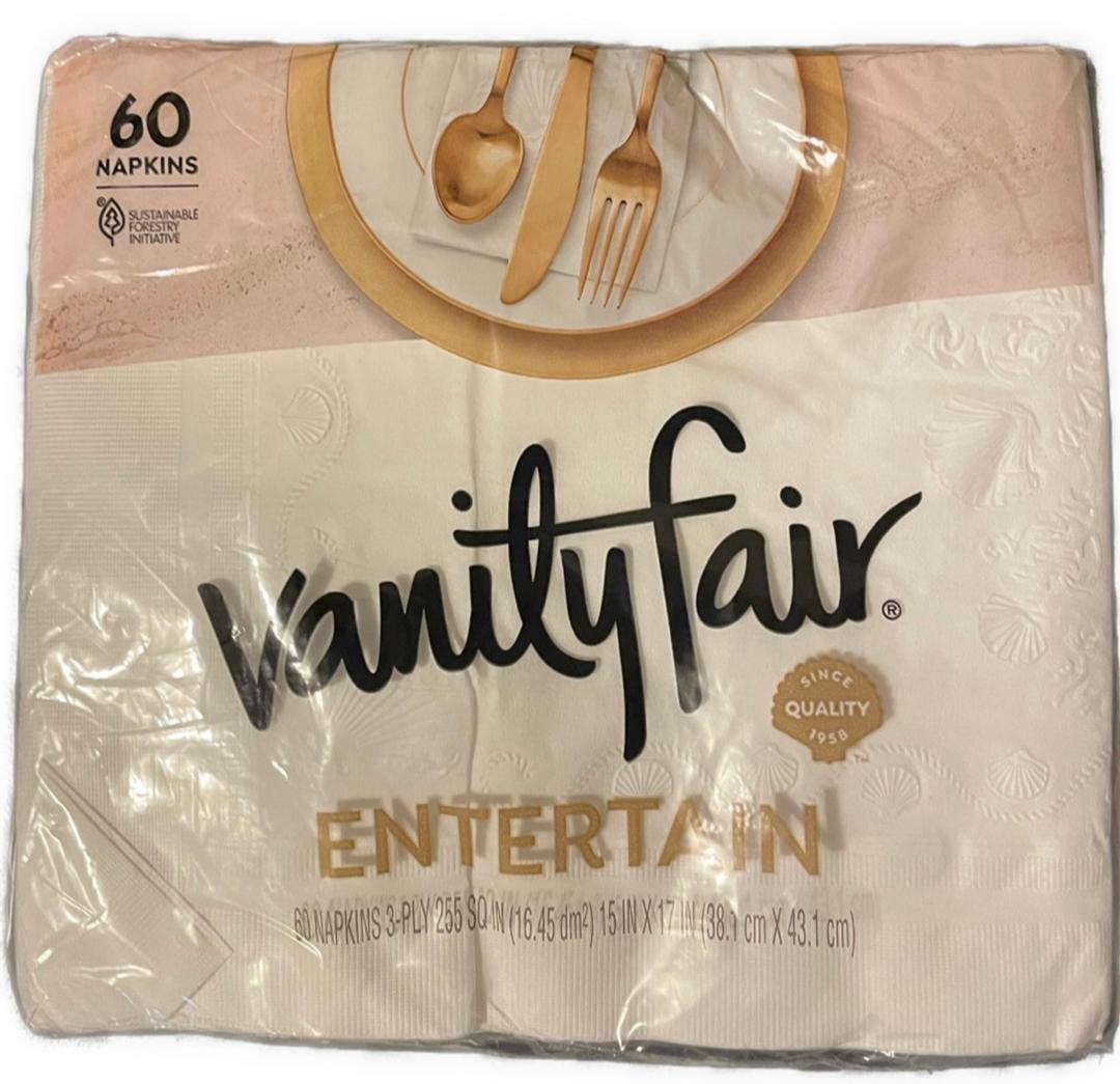 Vanity Fair Entertain White Paper Napkins, 3-ply, 60-count