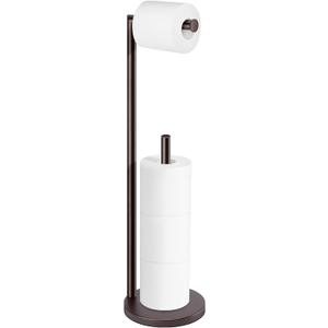 Toilet Paper Holder Stand, Bathroom Toilet Paper Roll Holder Stand with Reserve, Standing Toilet Paper Holder with Storage,Toilet Paper Roll Holder for 4 Rolls, Bronze