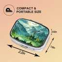 2 x Square Pill Case Small Pill Box with Mirror Pocket 2 Compartment Vitamin Pill Medicine Case Organizer Pill Containers for Traveling Coniferous Forest Mountain Range