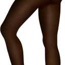 OEAK Womens Fleece Lined Tights Sheer Fake Translucent Pantyhose Thermal Tights High Waisted Footed Leggings (Small-Medium Tall, Black)