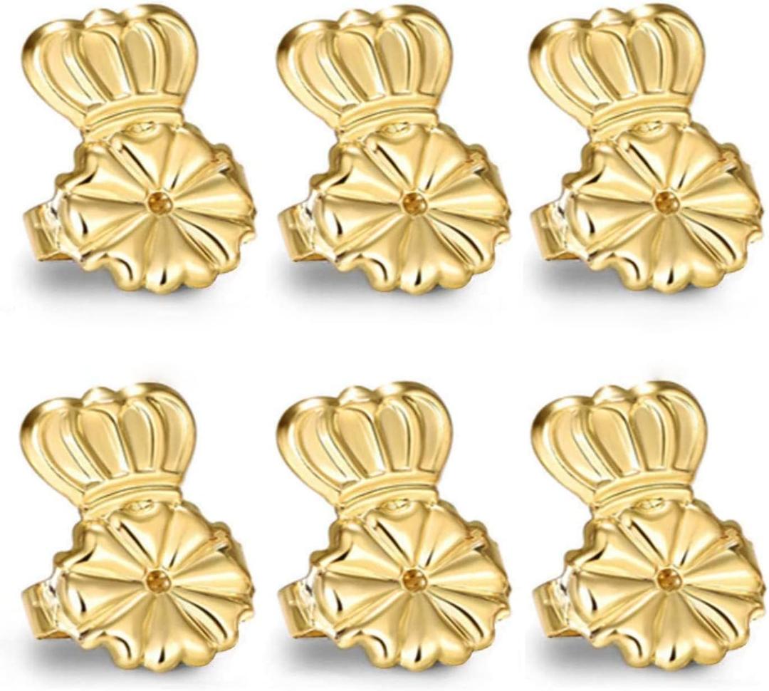 Original Magic Earring Backs for Droopy Ears | Earrings Lifters for Heavy Earring | Earing Lifter Backs BAX | Earlobe Secure Clear Miracle (1 Gold 2 Silver)