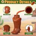 Hoolerry Cowboy Boot Cups with Lids and Straws 10 oz Party Cups Western Rodeo Party Supplies Favors Reusable Plastic Drinkware(Brown,12 Pcs)