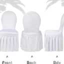 60 Pcs White Spandex Chair Covers with Skirt for Dining Wedding