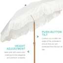 AMMSUN Boho Fringe Umbrella Outdoor Patio, 6.5ft UPF50+ Picnic Umbrella with Tassels with Steel Pole and Push Button Tilt, Antique White