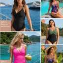 Daci Women's One Piece Swimsuit Tummy Control Bathing Suit Gold Metal Full Coverage Slimming Swimwear 2025 (Black, L)