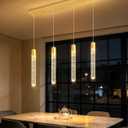 4 Lights Pendant Lights for Kitchen Island Modern Dimmable LED Crystal Chandelier Gold Pendant Light Fixture with Remote for Dining Room Living Room