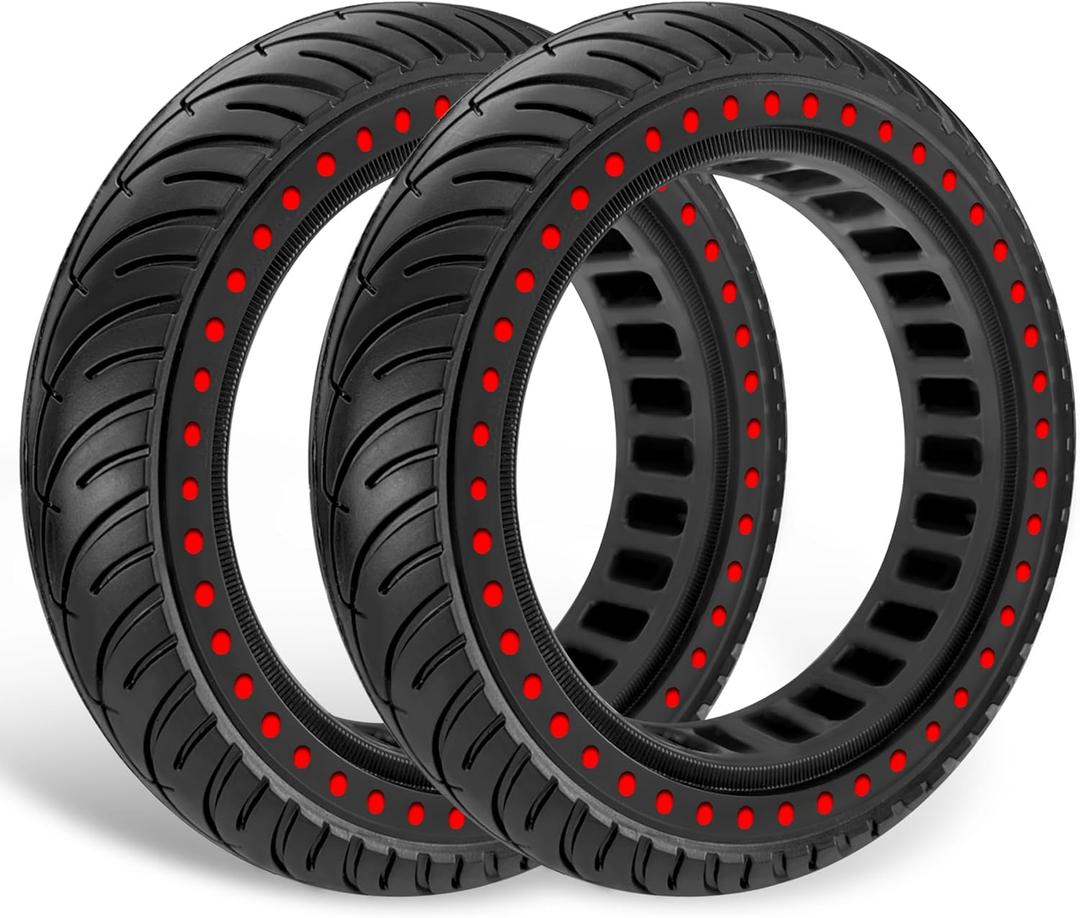 GYL Scooter Solid Tire Replacement for Gotrax GXL V2/XR/Apex XL Hiboy S2 Xiaomi M365 Electric Scooter Wheel 8.5 Inch 50/75-6.1 Rubber Tires 8 1/2'' Front Rear Explosion-proof Wheels Part Red 2 Pcs