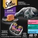 Sheba Perfect Portions Wet Cat Food Pate with Sustainable Salmon, Signature Seafood Entree, and Tender Whitefish and Tuna Entree Variety Pack, 2.6 oz. Twin Pack Trays (24 Count, 48 Servings)