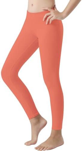Poekuao Girls Athletic Leggings High Waisted Kids Yoga Dance Pants Teen Soft Workout Running Sport Compression Tights L