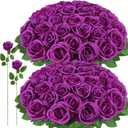 72 Pcs Artificial Roses Purple Fake Silk Roses Realistic Roses Faux Flower Indoor Wedding Home Decor, Birthday Decorations