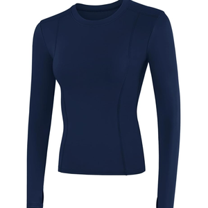 Womens Thermal Fleece Lined Workout Shirts Athletic Compression Tee Long Sleeve Yoga Gym Basic Tops Size Large 