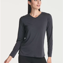 Real Essentials Women's Long Sleeve Dry Fit V-Neck T-Shirt - Active Athletic Workout Gym Top, XL 