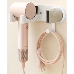 chochoyah Hair Dryer Holder Wall Mounted, Hair Dryer Organizer Self Adhesive Compatible with Dyson Blow Dryer Holder Aluminum BlowDryer Holder Wall Mounted for Bathroom White