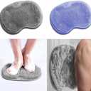 2 Pack Shower Back & Foot Scrubber, Wall Mounted Back Scrubber Silicone Bath Massage Cushion Brush with Suction Cups, Bathroom Wash Mat Exfoliating Dead Skin Brush (L-Blue Grey)