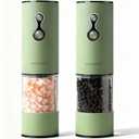 Electric Salt and Pepper Grinder Set USB-C Rechargeable, Dual-Speed Automatic Salt and Pepper Mills with 9 Adjustable Coarseness, Ceramic Burr, LED Light, Refillable, (Sage Green)