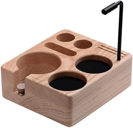 Normcore Compact Tamping Station, Wood Espresso Accessory Tool Organizer, Wooden Coffee Tamper Holder Station For 58mm Espresso Machine, Genuine American White Ashwood