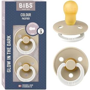 BIBS Pacifiers Colour Collection | Natural Rubber Baby Pacifier | Round Nipple | Set of 2 BPA-Free Soothers | Made in Denmark | 18+ Months (Pack of 2) | Vanilla Night