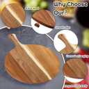 Sliner 6 Pcs Acacia Wood Round Cutting Board Bulk 0.6 Inch Thick Charcuterie Board with Handle Housewarming Gift Large Wooden Chopping Paddle for Cutting Pizza Cheese Meat Fruit (13 x 9 Inch)