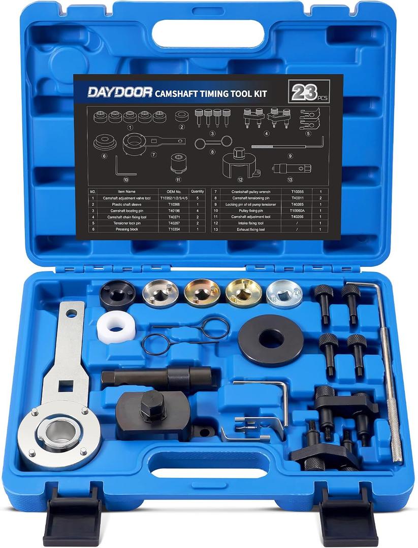 DAYDOOR Engine Timing Tool Kit Compatible with VW Audi 1.8 2.0 TSI TFSI EA888 Gen 1 2 3, 23PCS Camshaft Alignment Tool Set, Replace T10352 T10355 T10354 T40271 T40196 T40266