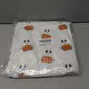 Halloween Pillow Covers 18x18 Set of 2 Double-Sided Embroidered Ghost Pumpkin Throw Pillow Cover Soft Plush Fall Decor for Home Couch Bed Living Room (White)