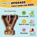 Summidate Wooden Letter Piggy Bank, Extra Thick Large Capacity Piggy Bank for Kids Boys Girls Toddler, Alphabet Y Money Bank| Coin Box Birthday, Christmas, Festival