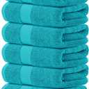 White Classic Luxury Hand Towels | Cotton Hotel spa Bathroom Towel | 16x30 | 6 Pack | Aqua (13: Ocean Aqua)