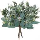 Mixed Eucalyptus Leaves Stems Bulk Artificial Eucalyptus Leaves Sprays Faux Oval Eucalyptus Leaves with White Seeds Stems for Floral Wreath Garland Bouquets Arrangement Wedding Greenery Decoration