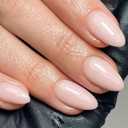 Artquee Press on Nails Short Soft Pink Almond False Tips Glossy Reusable Fake Stick on Nails Kit for Women - 32 Pcs 16 Sizes