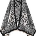 MINIDORA Womens Warm Reversible Pashmina Shawls Large Soft Winter Scarfs Jacquard Wraps for Evening Dresses (Style 3-black)