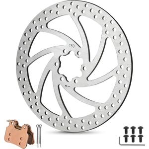 180mm Brake Disc Rotor Compatible with Ridstar Q20 Pro H26 Electric Bike, Ebike Front Rear Brake Pads and Rotors with Mounting Hardware Replacement for Ridstar E Bike Accessories