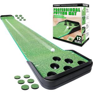 CHAMPKEY Golf Putting Green Indoor - Advanced Guides Golf Putting Mat - Enhance Putting Accuracy and Challenge