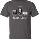Never Forget Mens Cassette Tape VHS Music Old School Mens Retro Funny T Shirt (X-Large, Charcoal)