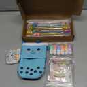 Sabary 228 Pcs Kawaii Stationary Set Include Telescopic Pencil Pouch Case Bag Gel Ink Pen Sticky Note Bubble Tea Sticker Pill Highlighter Stationary Cute Supplies for Christmas(Classic)