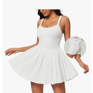 IUGA Tennis Dresses for Women with Shorts Easy Pezzy Athletic Dress for Women Adjustable Straps Workout Dress Removable Pads. Medium