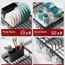 Sakugi Dish Drying Rack in Sink - Expandable Stainless Steel Dish Rack Over the Sink, Kitchen Sink Drain Strainer with Cutlery Holder & Cup Holders, 15.4 x 9.8 x 3.0 Inch, Black