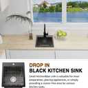 Black Kitchen Sink,15x17 Inch Bar Sink Stainless Steel Drop In Small Kitchen Sink Ideal Choice For Small Spaces Topmount Sink With Bottom Grid,Soap Mat And Drain Assembly Serve Both Kitchen And Bar