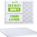 Housmile 16x20x1 Air Filter, MERV 11, MPR 1000, Unique ABS White Plastic Frame, Durable and Easy to Replace, Clean Living Basic Dust, 6 Pack (Exact Size: 19.6" x 15.6" x 0.9")